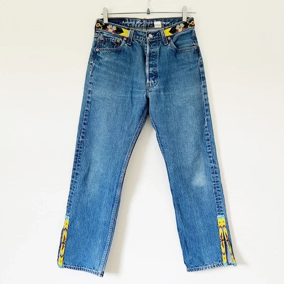 Exceptionally Rare 90s Vintage Upcycled Beaded Jeans ASO Rachel Green in Friends - Picture 6 of 15